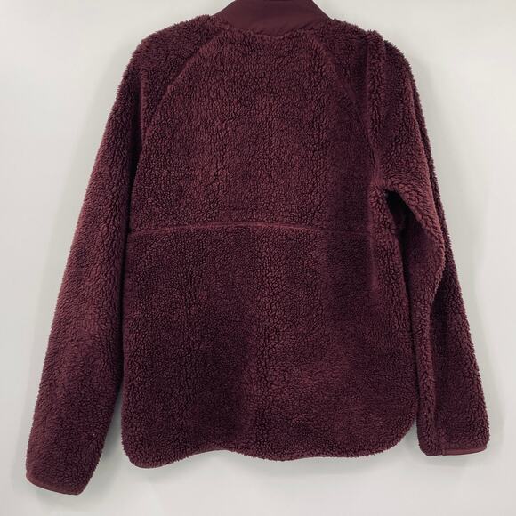 Sweaty Betty Pennine Fleece Jacket Full Zip Sherpa Teddy Maroon Red Womens 6 - Picture 7 of 13